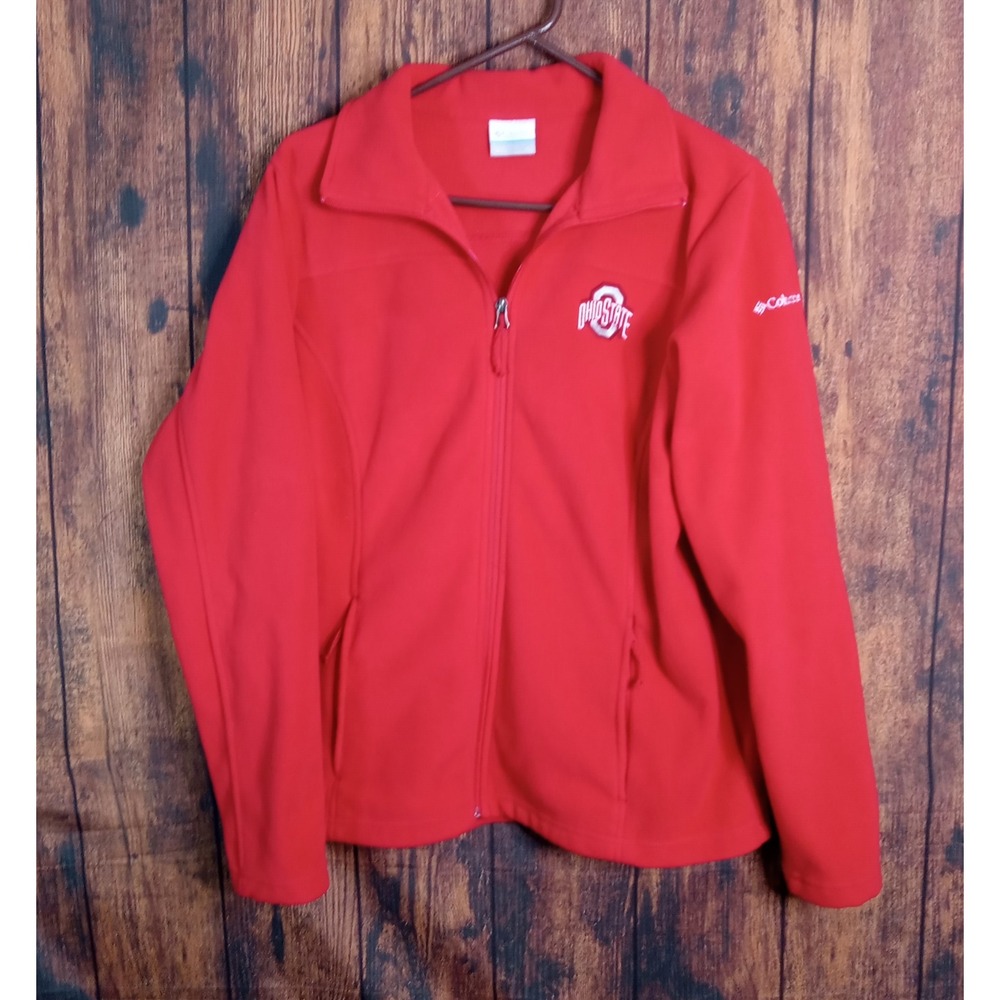 Columbia Ohio State Buckeyes Fleece Jacket Womens XL Red Full Zip AL1089 NCAA